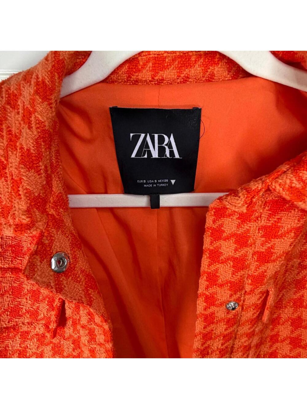 Zara Orange Houndstooth Blazer & Shorts Suit Set - Picture 5 of 9